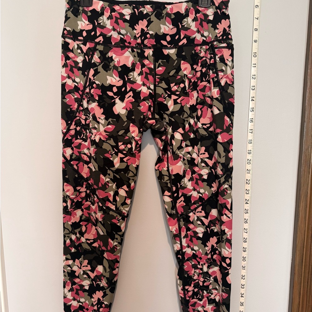 Sweaty Betty Black Pink and Olive Floral Camo Leggings